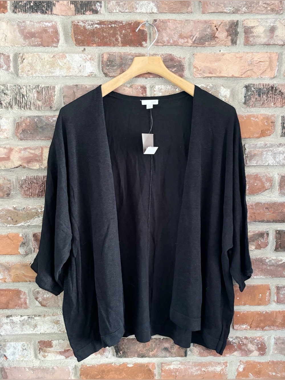 J. Jill Black Linen Cotton Blend Open Shrug Cardigan Sweater NWT, 4X